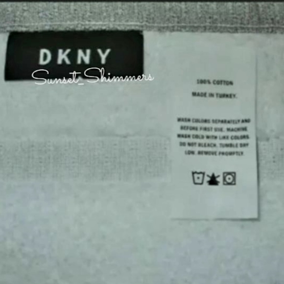 DKNY 6Pc 2 Bath 2 Hand 2 Tip Gray & White Striped 100% Cotton Towel Set New - Picture 5 of 6